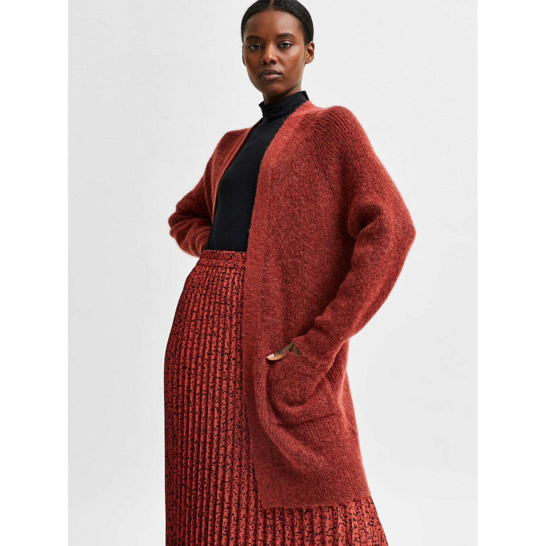 Lång kofta för kvinnor Selected Lulu knit