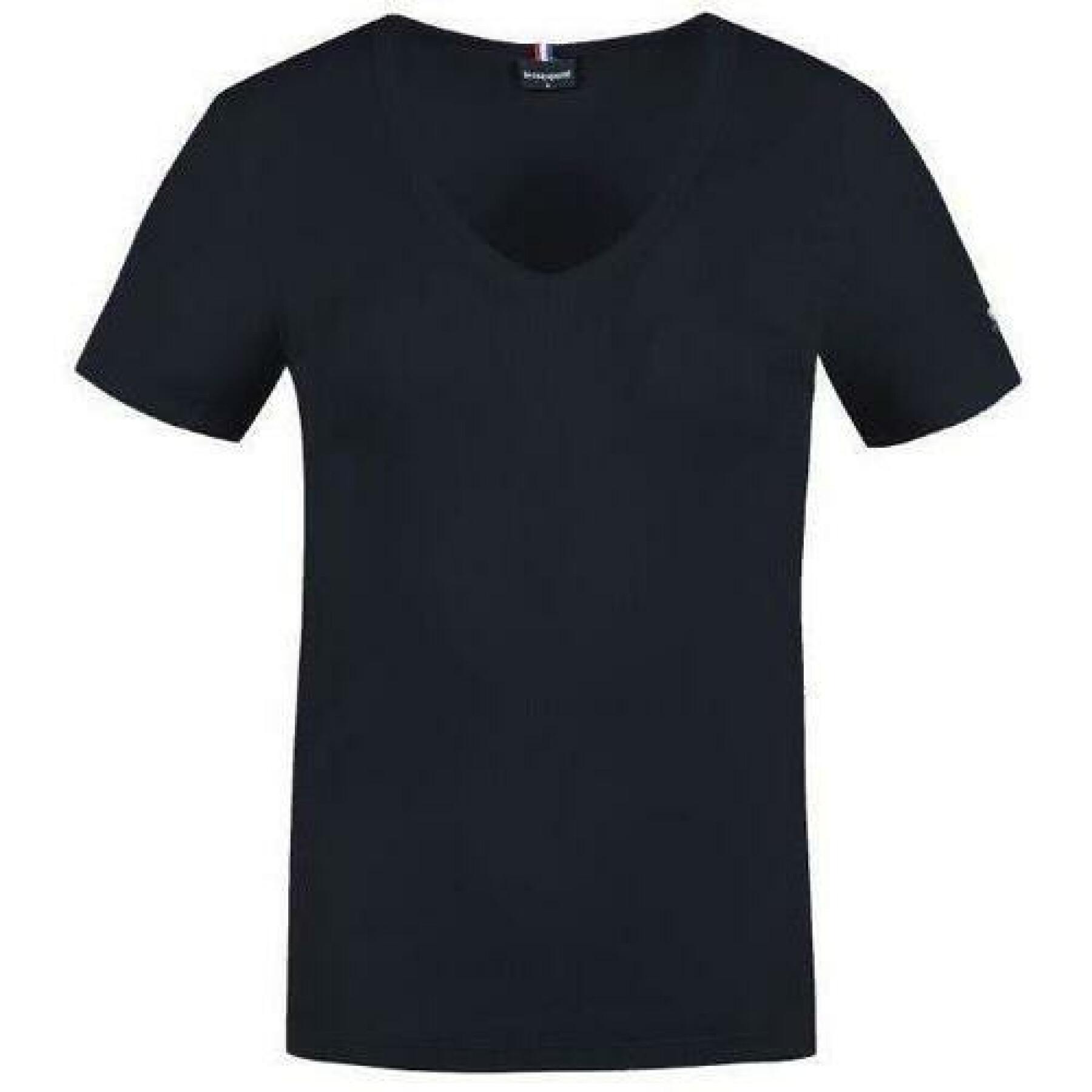 T-shirt för kvinnor Le Coq Sportif terre battue col v