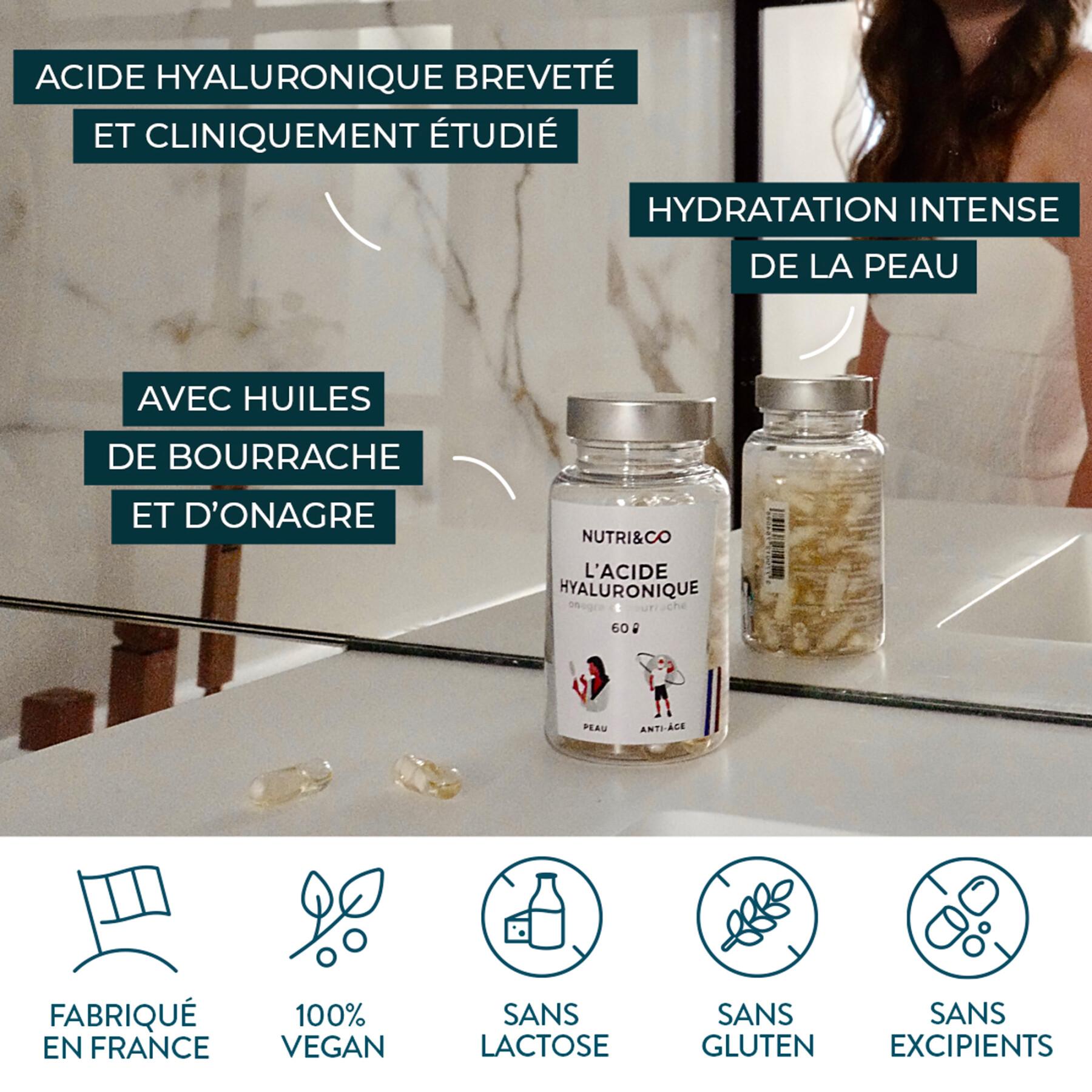 Tillskott med hyaluronsyra nattljus + gurkört - 60 kapslar - Frankrike Nutri&Co