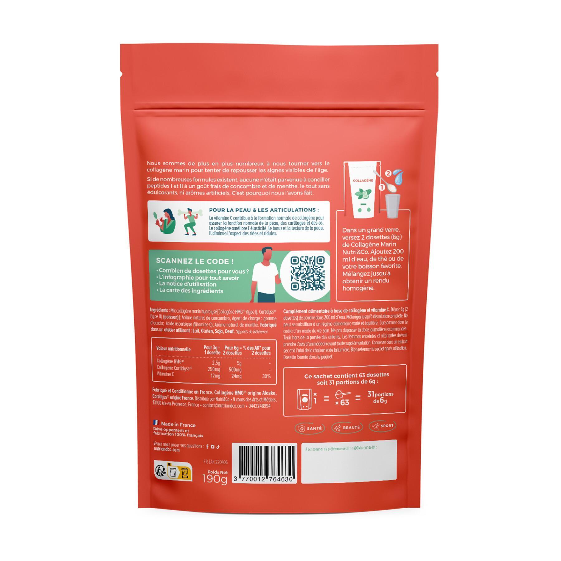 Kosttillskott med marint kollagen - smak av gurka/mint - 190 g Nutri&Co