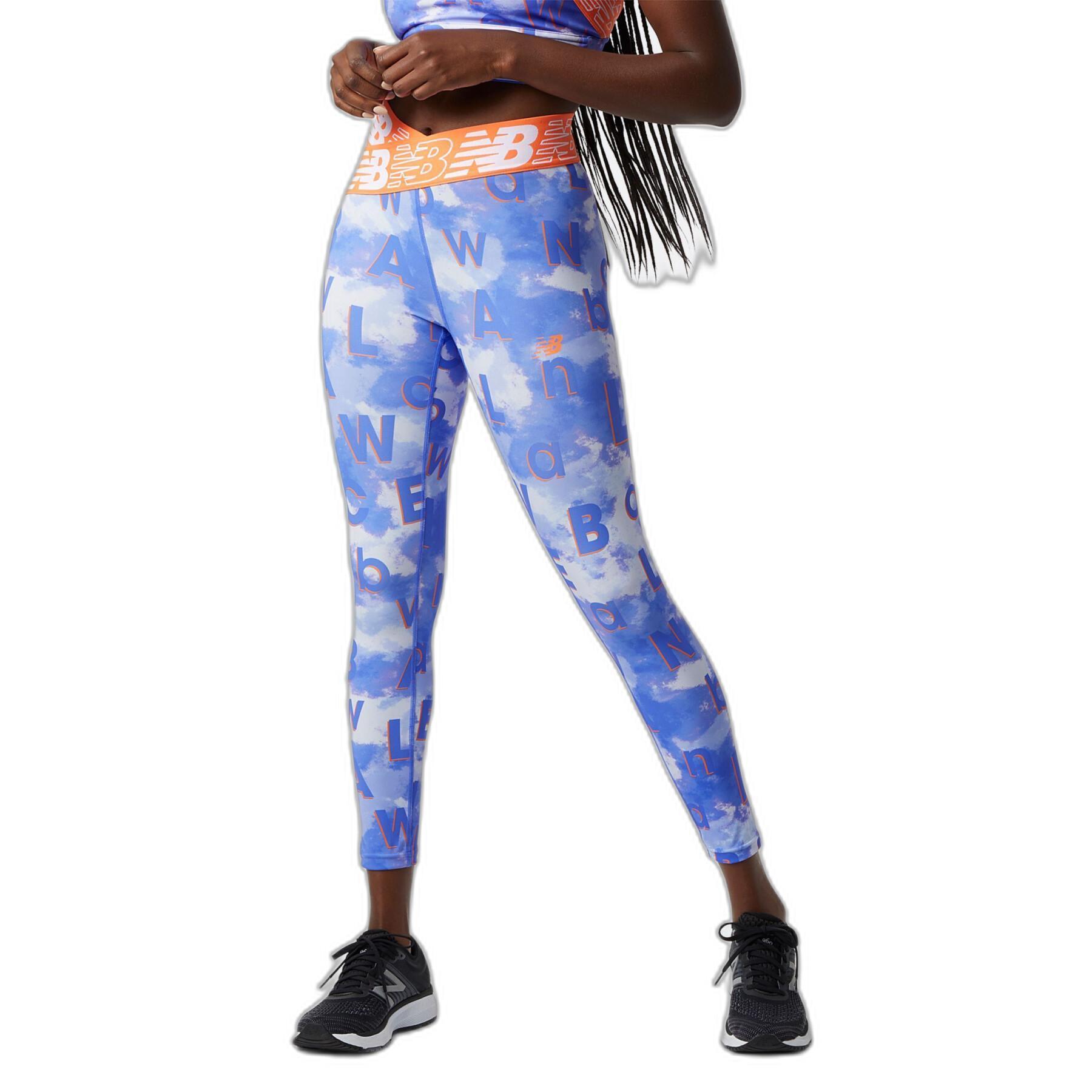 7/8 höga leggings med tryck för kvinnor New Balance Relentless Crossover