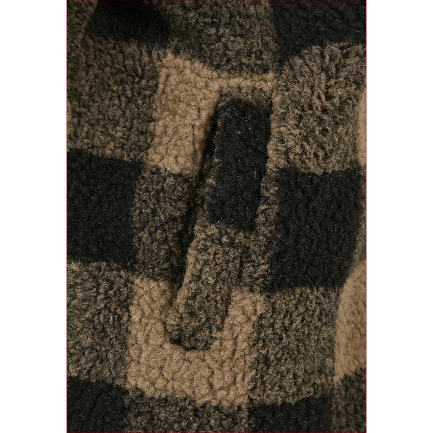 Fleece för kvinnor Urban Classics hooded oversized check sherpa