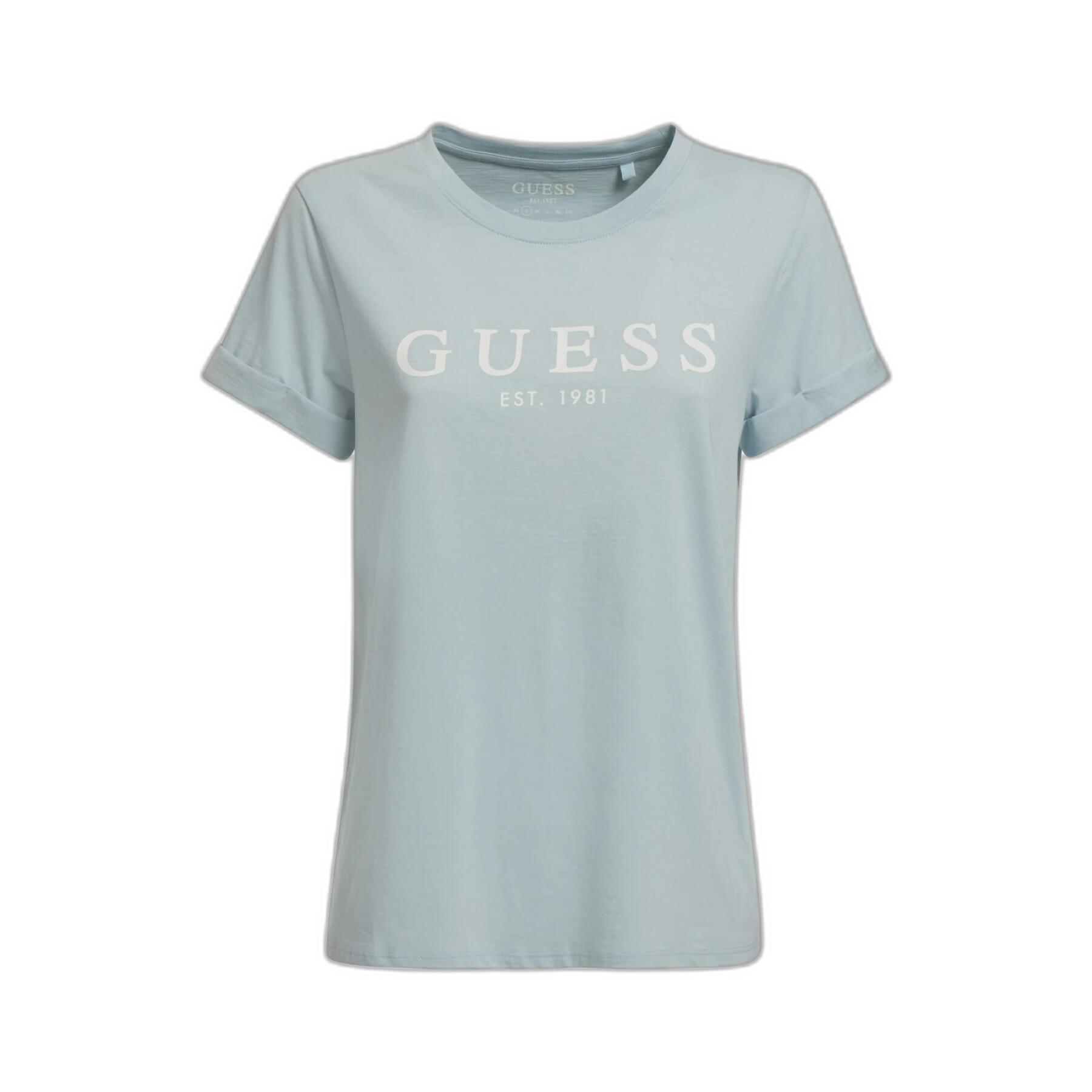 Kortärmad T-shirt för kvinnor Guess 1981 Roll Cuff