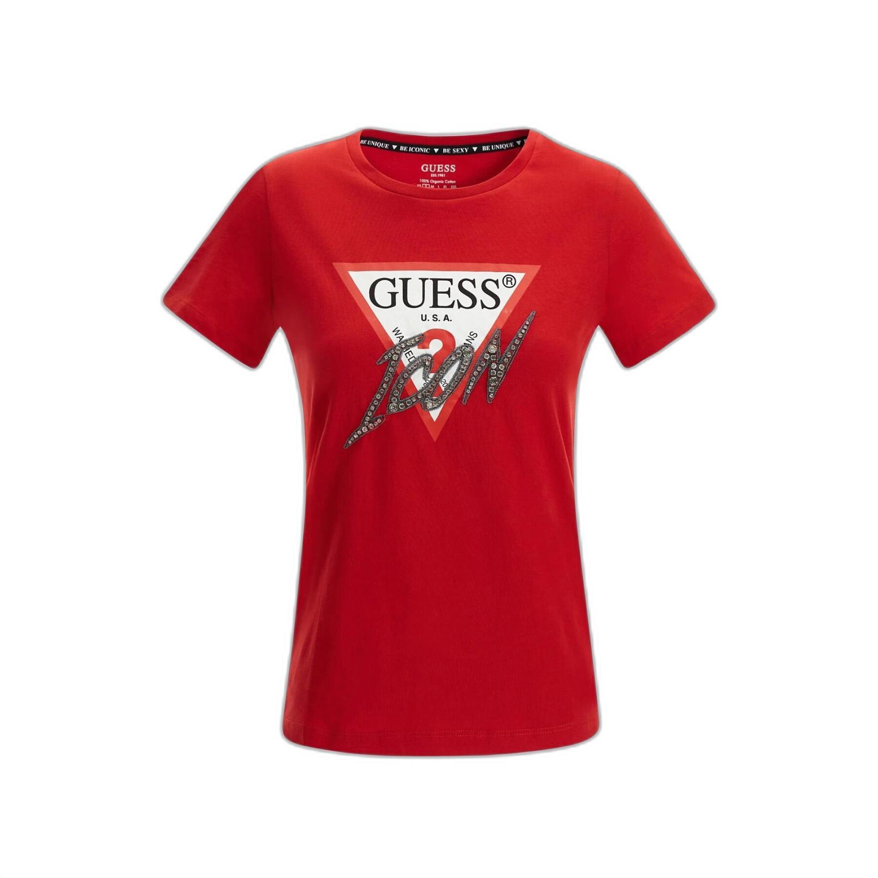 Kortärmad T-shirt för kvinnor Guess CN Icon