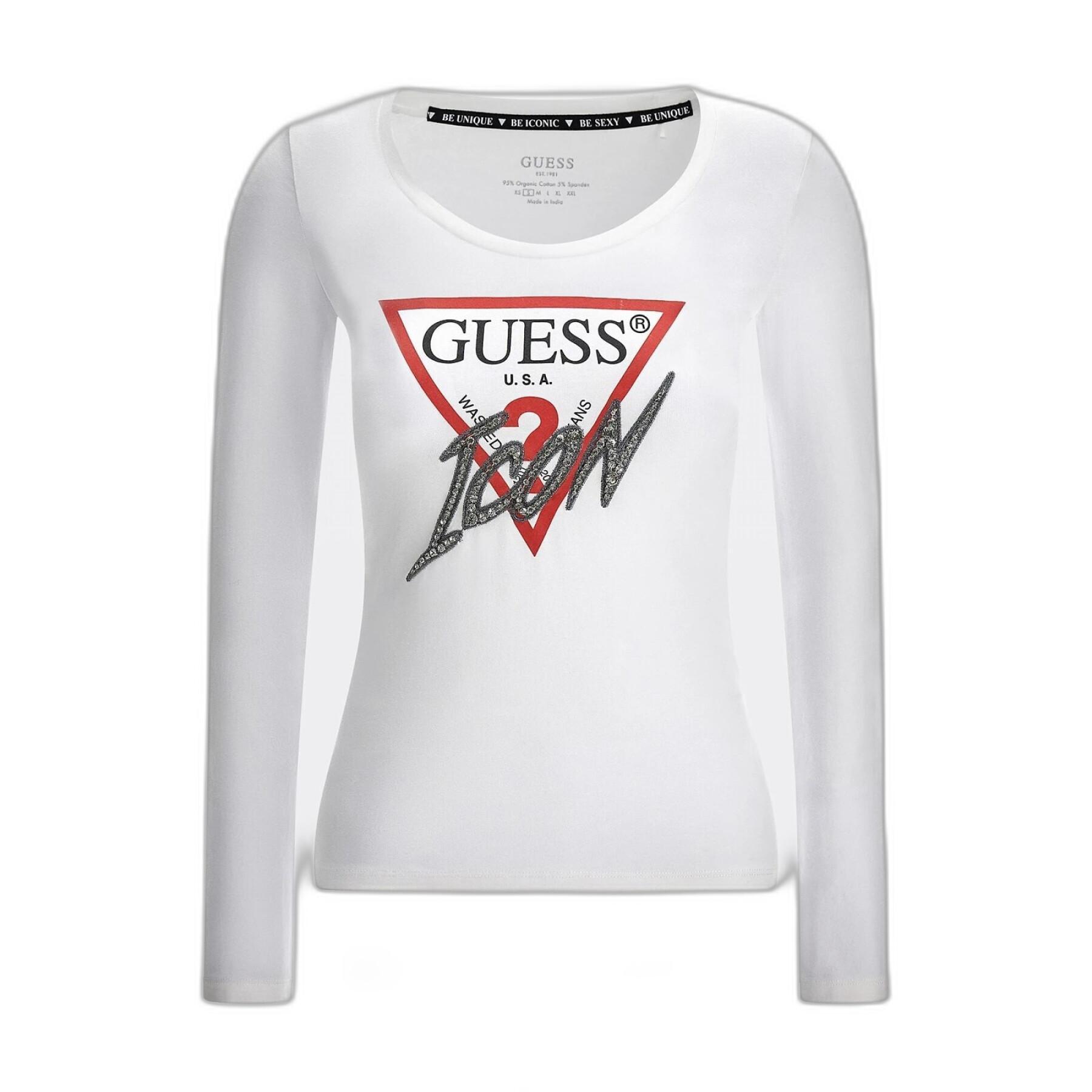Långärmad T-shirt för kvinnor Guess Cn Icon