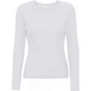 Långärmad ribbad T-shirt för kvinnor Colorful Standard Organic optical white