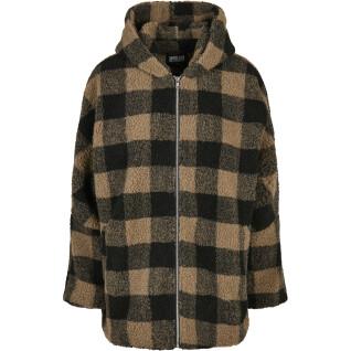 Fleece i stor storlek för kvinnor Urban Classics hooded oversized check sherpa