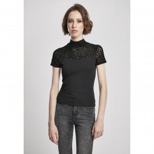 T-shirt för kvinnor Urban Classics flock lace turtleneck