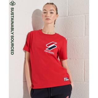 T-shirt i chenillesammet och ekologisk bomull för kvinnor Superdry Sportstyle