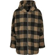 Fleece för kvinnor Urban Classics hooded oversized check sherpa